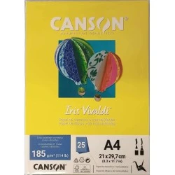 Folha de Papel Color Amarelo 185g/m² com 25 unidades - Canson