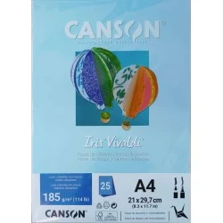 Folha de Papel Color Azul Claro 185g/m² com 25 unidades - Canson