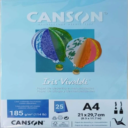 Folha de Papel Color Azul Claro 185g/m² com 25 unidades - Canson Folha de Papel Color Azul Claro 185g/m² com 25 unidades - Canson