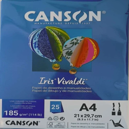 Folha de Papel Color Azul Marinho 185g/m² com 25 unidades - Canson