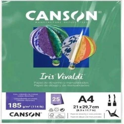 Folha de Papel Color Verde Escuro 185g/m² com 25 unidades - Canson