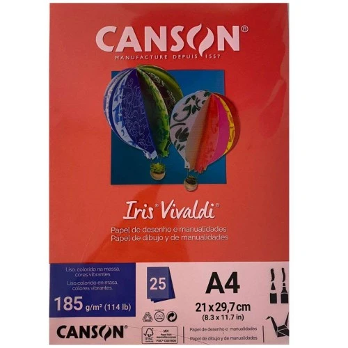 Folha de Papel Color Vermelho Telha 185g/m² com 25 unidades - Canson