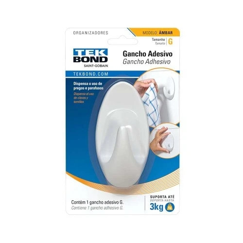 Gancho Adesivo Ambar Plástico G - Tek Bond Gancho Adesivo Ambar Plástico G - Tek Bond