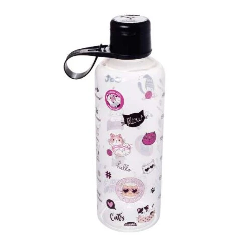 Garrafa Plástica Estampada Cute Meow 970ml- Plasútil