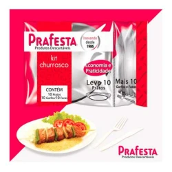 Kit Churrasco Descartável Prato/Grafo e faca - Prafesta