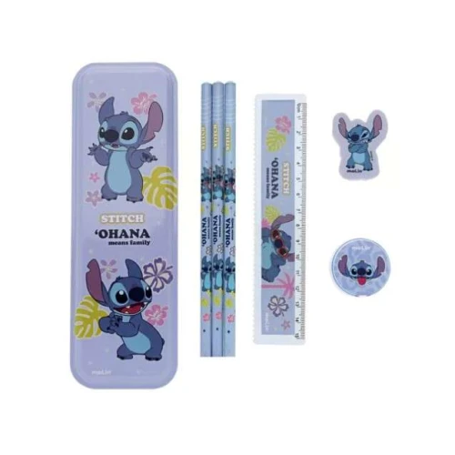 Kit Especial Escolar Disney Stitch Oficial Infantil C/ 7 Pçs