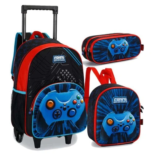 Kit Mochila Com Roda Gamer Com 4 Peças - Cor Sortida - Nova Rio Kit Mochila Com Roda Gamer Com 4 Peças - Cor Sortida - Nova Rio