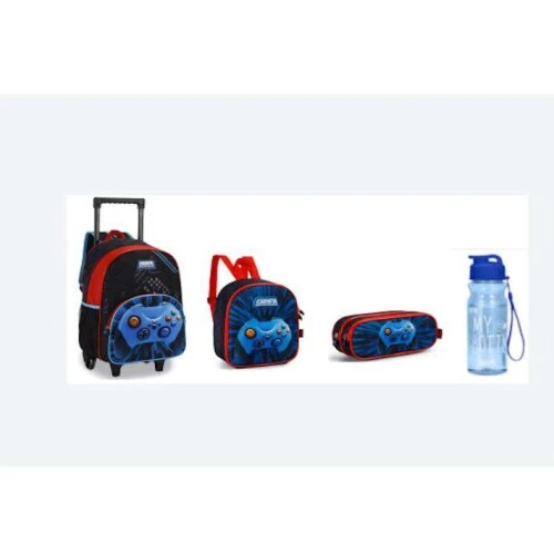 Kit Mochila Com Roda Gamer Com 4 Peças - Cor Sortida - Nova Rio Kit Mochila Com Roda Gamer Com 4 Peças - Cor Sortida - Nova Rio
