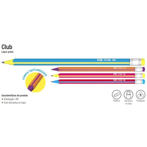 Lápis Graf. C/ Borracha HB Cis Club - Cis - unidade