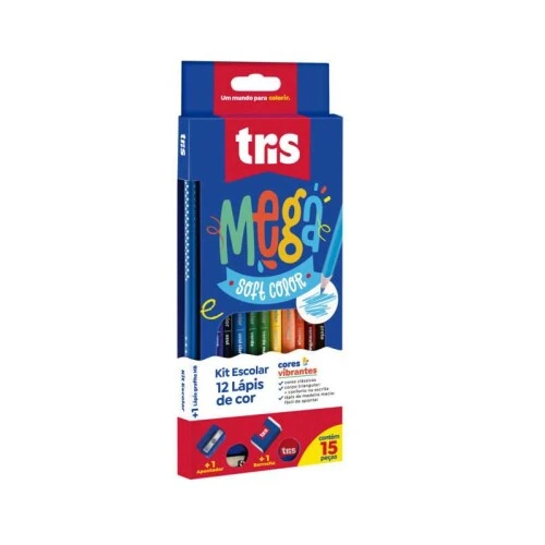Lápis de Cor 12 Cores Mega Soft Color (Kit) - Tris