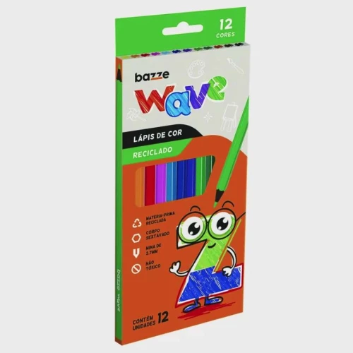 Lápis de Cor 12 Cores Wave - Bazze Lápis de Cor 12 Cores Wave - Bazze