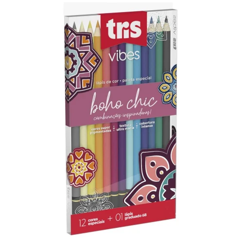 Lápis de Cor 12 Cores Vibes Boho Chic - Tris