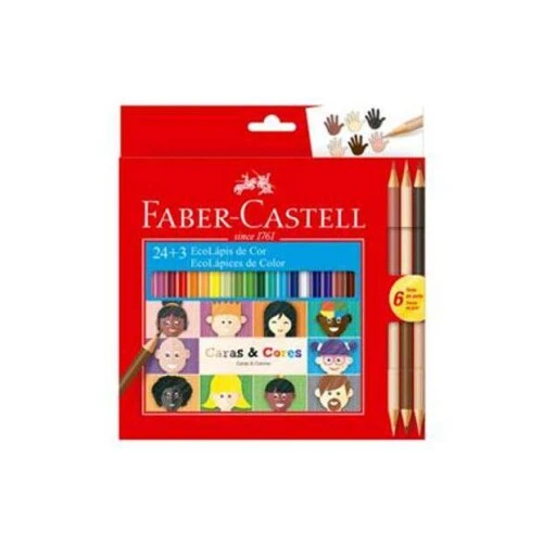 Lápis de Cor 24 Cores - Caras e Cores Faber Castell