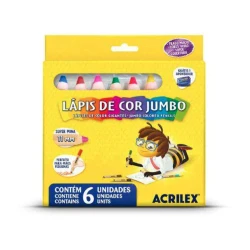 Lápis de Cor 6 Cores Jumbo - Acrilex