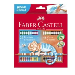 Lápis de Cor Redondo 48 Cores 24 Lápis Bicolor- Faber Castell