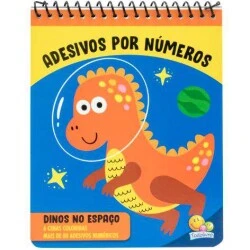 Livro de Atividades Infantil - Adesivos por Números: Dinos no Espaço