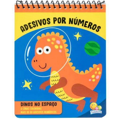 Livro de Atividades Infantil - Adesivos por Números: Dinos no Espaço
