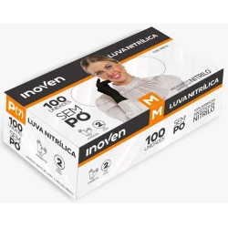 Luva Nitrílica Preta Tamanho M - Inoven