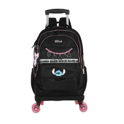 Mochila Stitch PRETA com roda 360° - Luxcel Mochila Stitch PRETA com roda 360° - Luxcel
