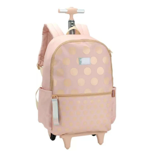 Mochila com Roda UP4YOU Poá Bege - Luxcel