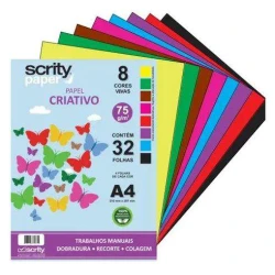 Papel Bloco Criativo A4 Scrity 8 Cores