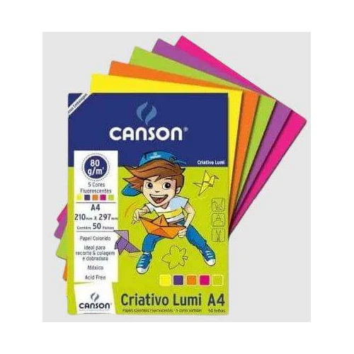 Papel Bloco Criativo Lumi 5 Cores Canson 50 folhas