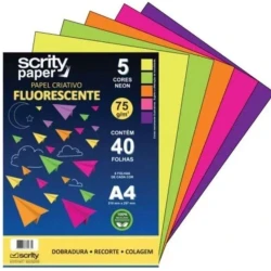 Papel Bloco Criativo Lumi 5 Cores Scrity 40 Folhas