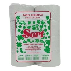 Papel Higiênico Rolao Branco com 8 Rolos de 300 Metros - Sort