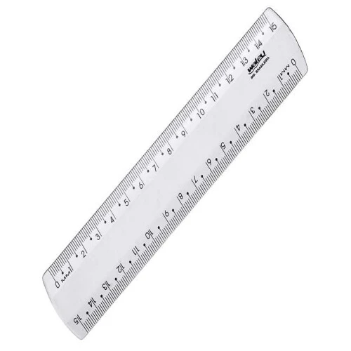 Régua Plástica Cristal Escolar 15 cm - Waleu