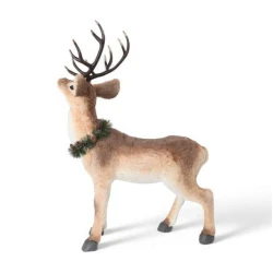 RenaDecorativa em Pé Marrom com Guirlanda  96cm (Ref.1087789)