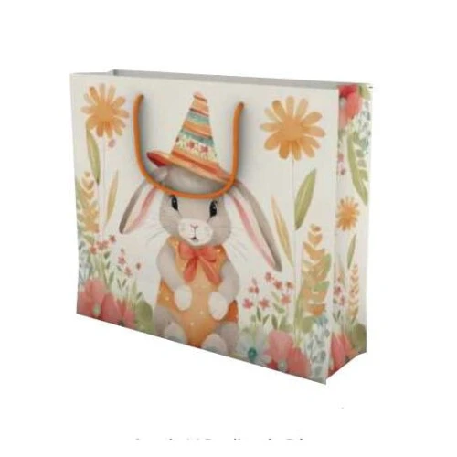 Sacola Papel Coelho no Jardim Páscoa 26x9x22 - Da Cruz