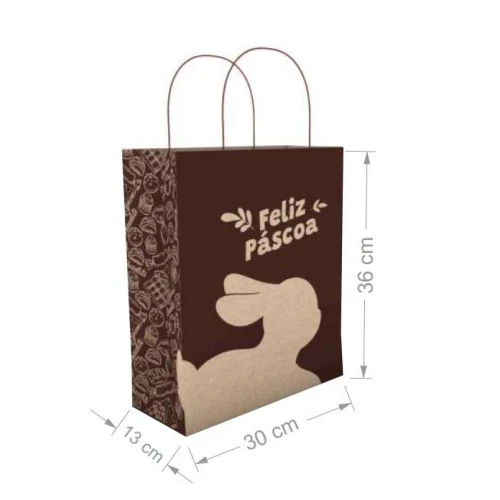 Sacola de Papel Kraft Coelinho da Páscoa - Da Cruz